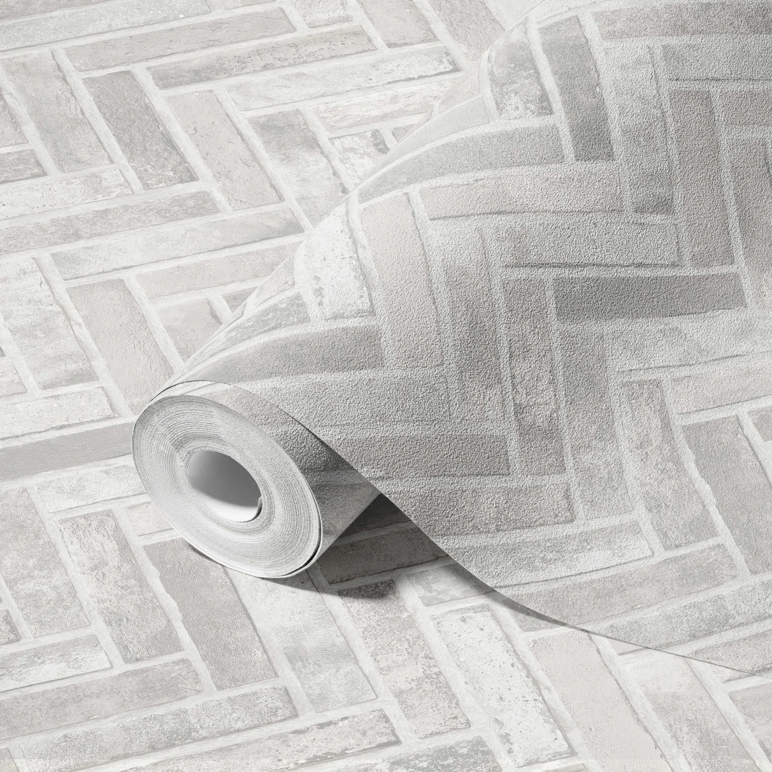 White Embossed Wallpaper – Chevron Pattern (23105-1)